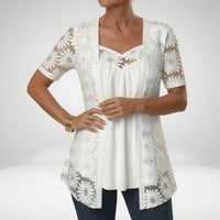 Prudence | White Lace Blouse with Short Sleeves