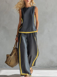 Ursula | Two-Tone Waistcoat and Wide-Leg Trouser Set