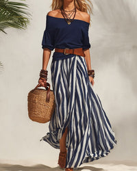 AURORA | Striped Maxi Skirt Set