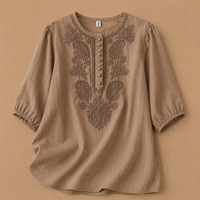The Verena – Embroidered Cotton Linen Blouse