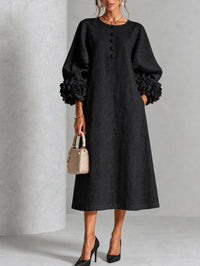 Seraphina Rosette-Cuff Button Midi Dress