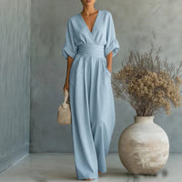Elowen - Elegant Draped Wide-Leg Jumpsuit
