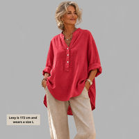 Veronique | Cotton-Linen V-Neck Blouse