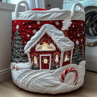 Crimson Christmas Cabin Laundry Basket - 2
