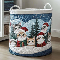 Snowy Kitten Gathering Laundry Basket - 2